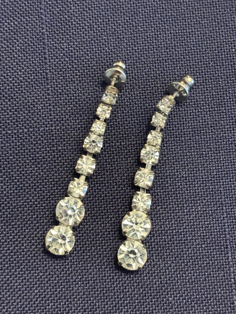 Silver-Tone Clear Crystal Pierced Drop Earrings - Elegant Women Jewelry